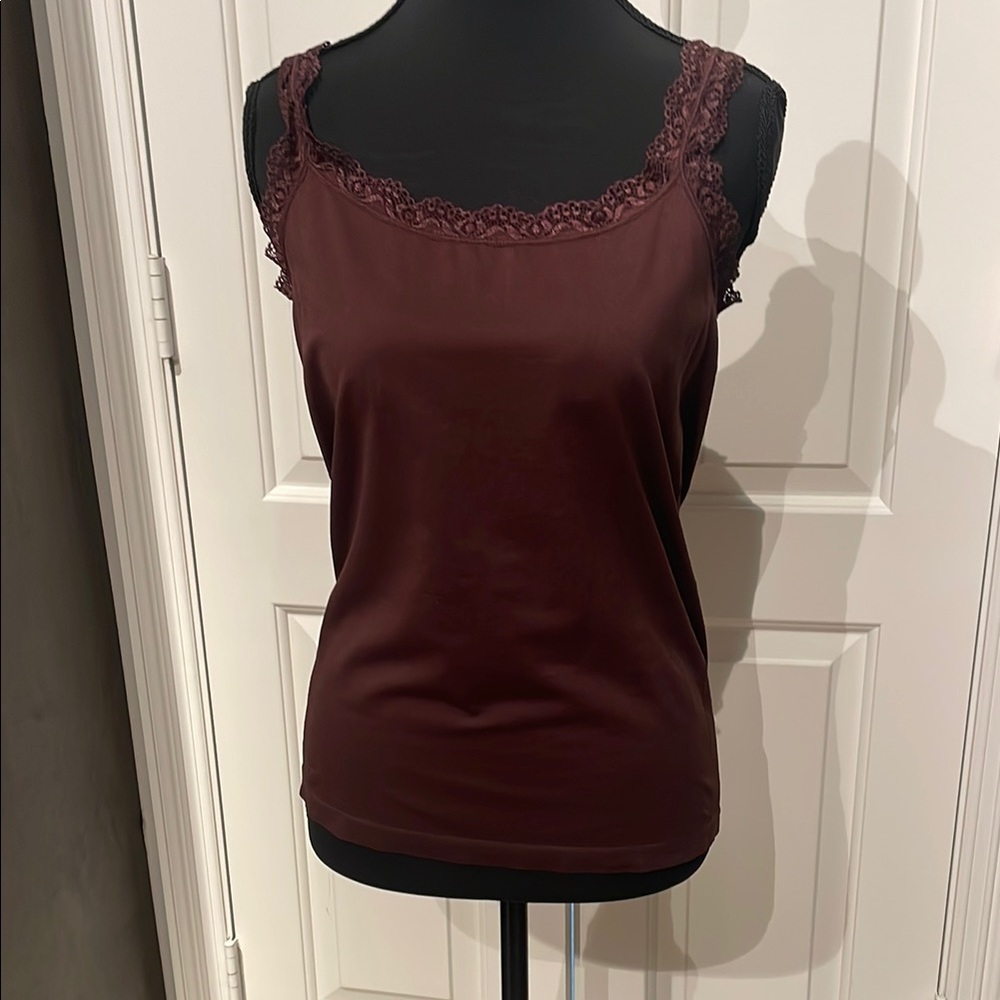 Brown Fitted Embellished Camisole Tank Top (A)